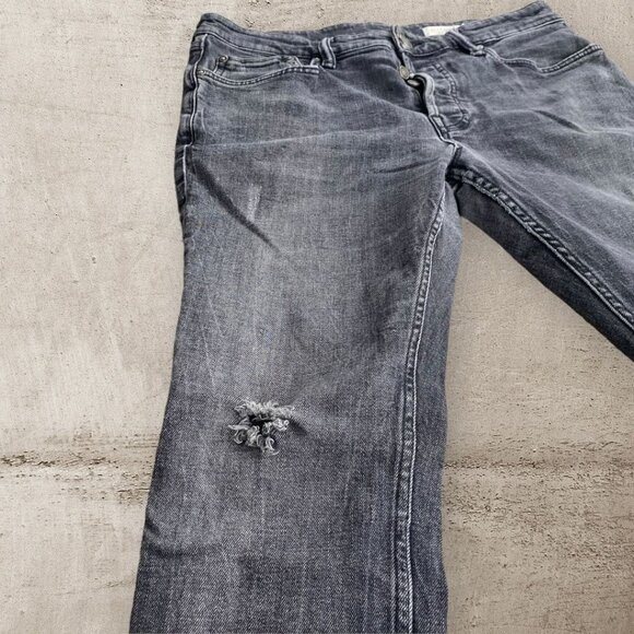 ALL SAINTS REX Jeans Men's W32 Black Distressed‎ Denim Slim Fit Tapered Ripped - Picture 2 of 13